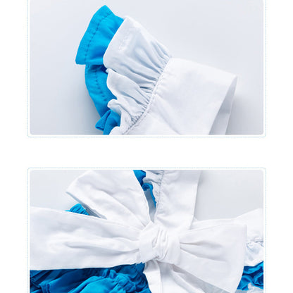 Baby Girls Color-blocking Rompers And Accessories Headwear