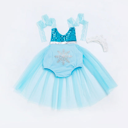 Baby Girls Embroidered Print Rompers And Headwear