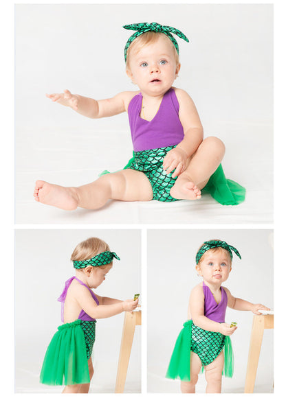 Baby Girls Embroidered Print Rompers And Headwear