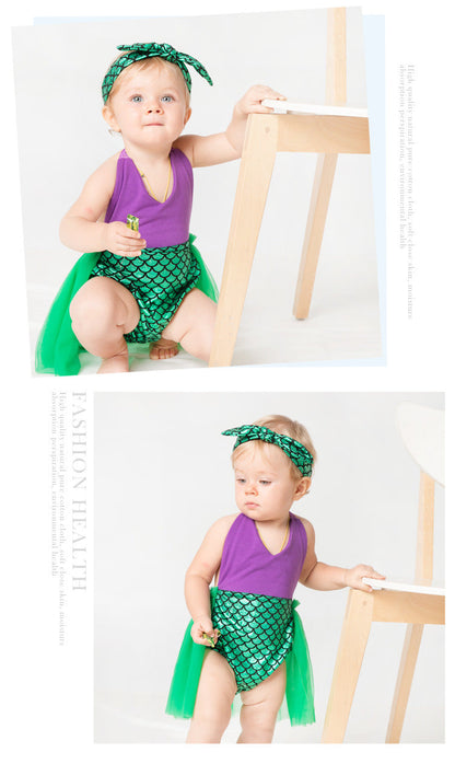 Baby Girls Embroidered Print Rompers And Headwear