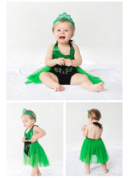 Baby Girls Embroidered Print Rompers And Headwear
