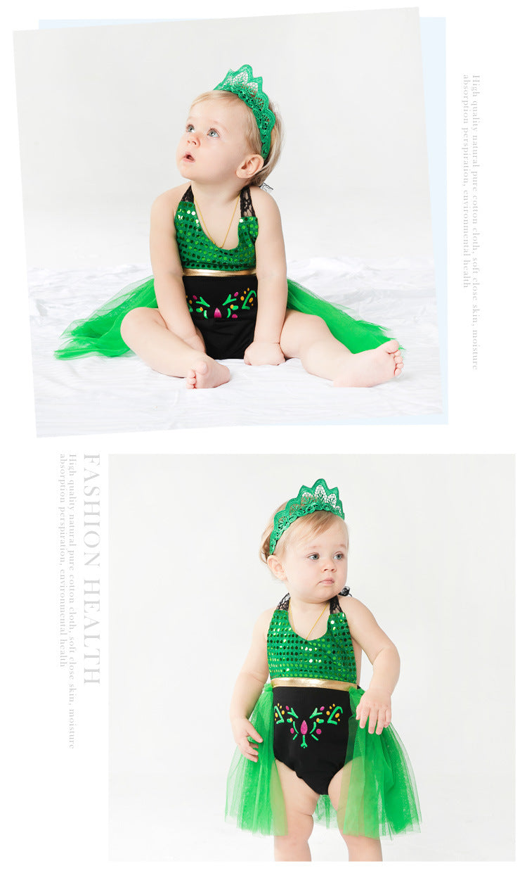 Baby Girls Embroidered Print Rompers And Headwear
