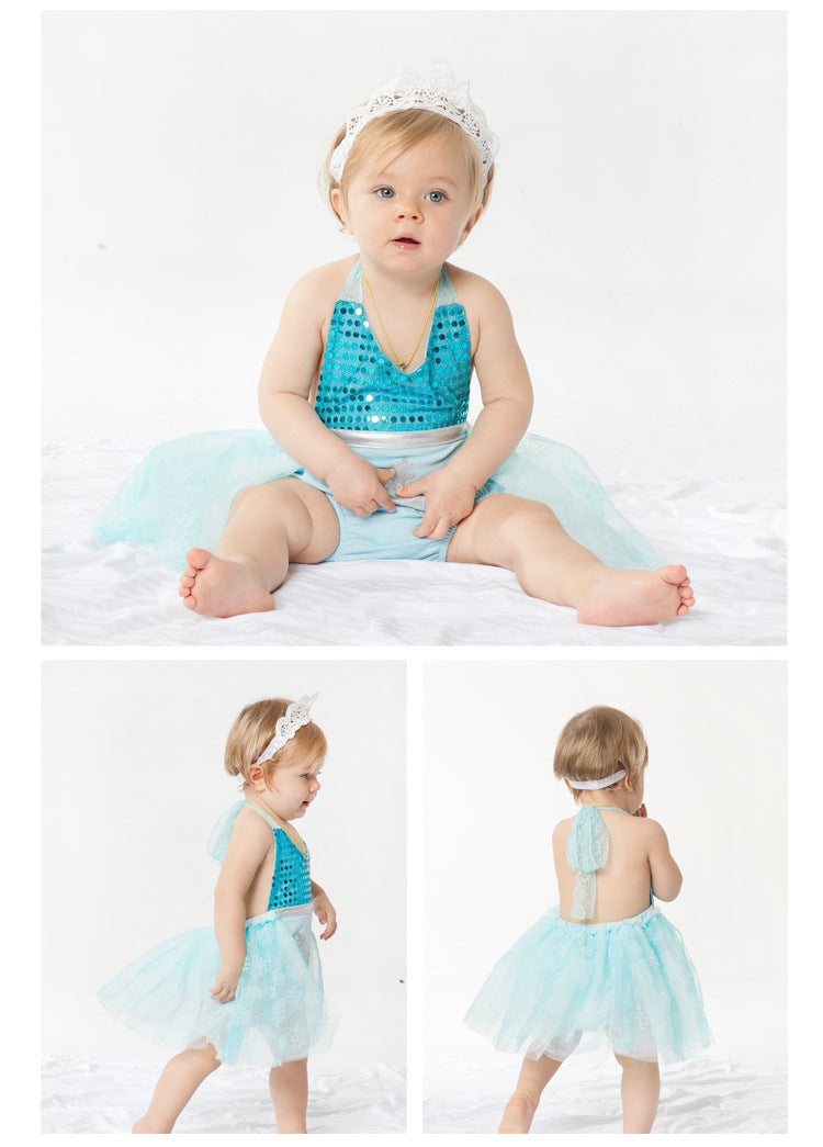Baby Girls Embroidered Print Rompers And Headwear