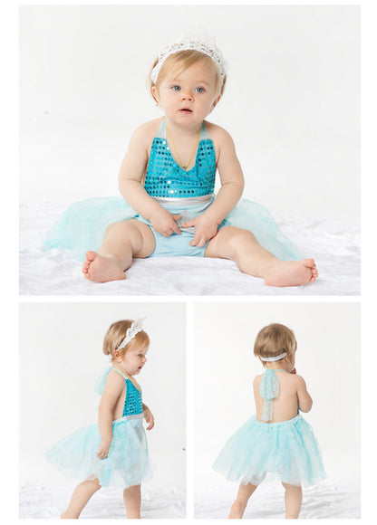 Baby Girls Embroidered Print Rompers And Headwear