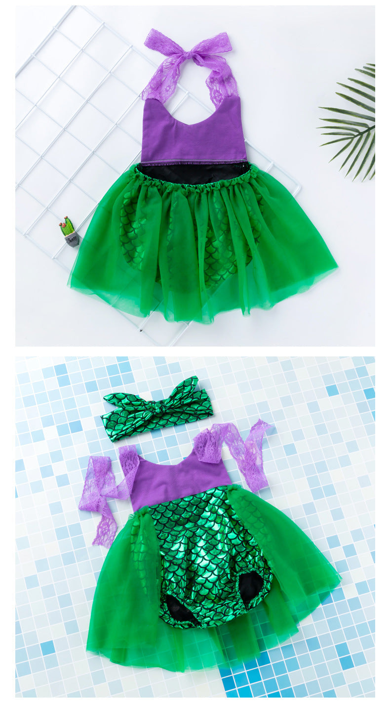 Baby Girls Embroidered Print Rompers And Headwear