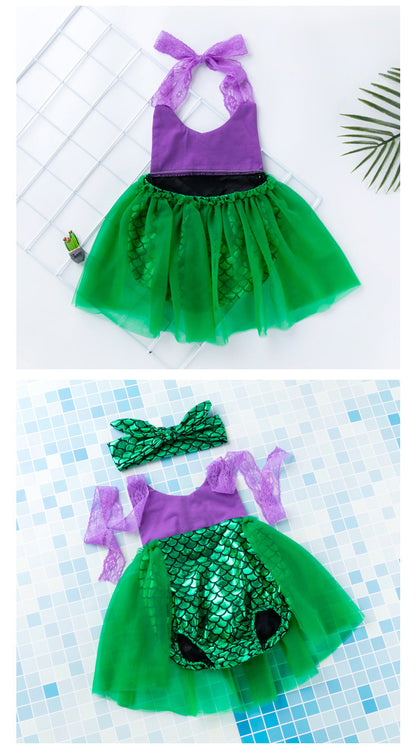Baby Girls Embroidered Print Rompers And Headwear