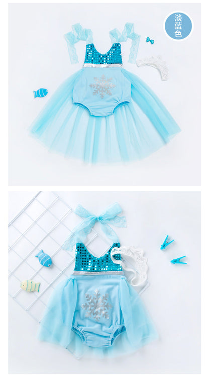 Baby Girls Embroidered Print Rompers And Headwear