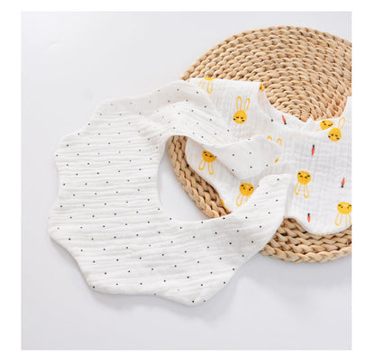 Unisex Polka dots Cartoon Print Baby Bibs