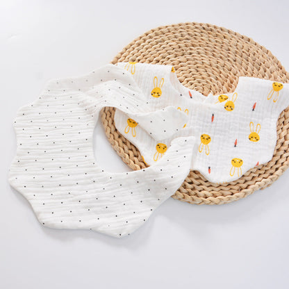 Unisex Polka dots Cartoon Print Baby Bibs