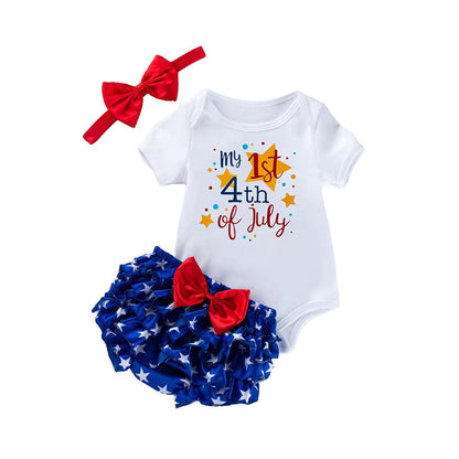 3 Pieces Set Baby Girls Bow Shorts And Headwear