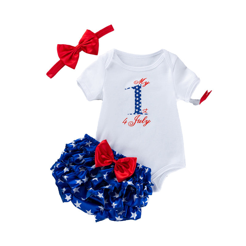 3 Pieces Set Baby Girls Bow Shorts And Headwear