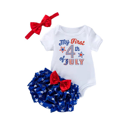 3 Pieces Set Baby Girls Bow Shorts And Headwear