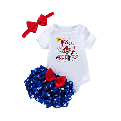 3 Pieces Set Baby Girls Bow Shorts And Headwear