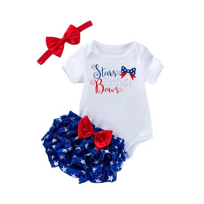 3 Pieces Set Baby Girls Bow Shorts And Headwear