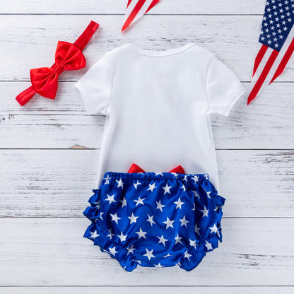 3 Pieces Set Baby Girls Bow Shorts And Headwear