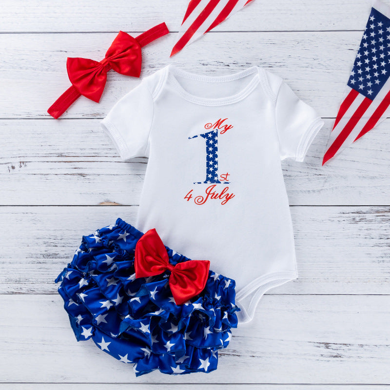 3 Pieces Set Baby Girls Bow Shorts And Headwear