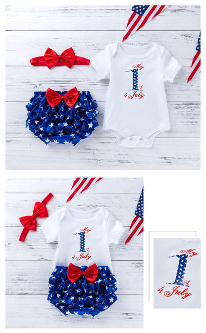 3 Pieces Set Baby Girls Bow Shorts And Headwear