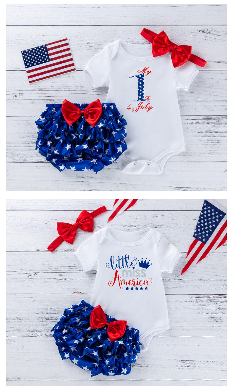 3 Pieces Set Baby Girls Bow Shorts And Headwear