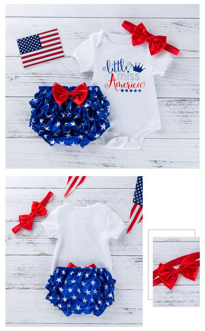 3 Pieces Set Baby Girls Bow Shorts And Headwear