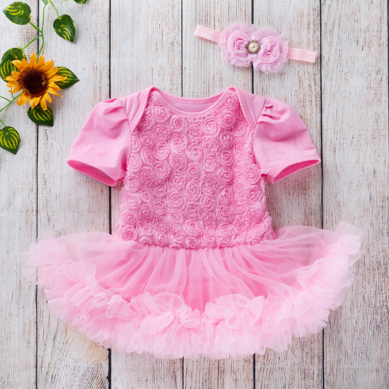 Baby Girls Flower Lace Dresses Accessories Headwear
