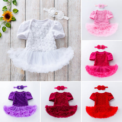 Baby Girls Flower Lace Dresses Accessories Headwear