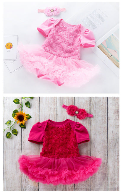Baby Girls Flower Lace Dresses Accessories Headwear