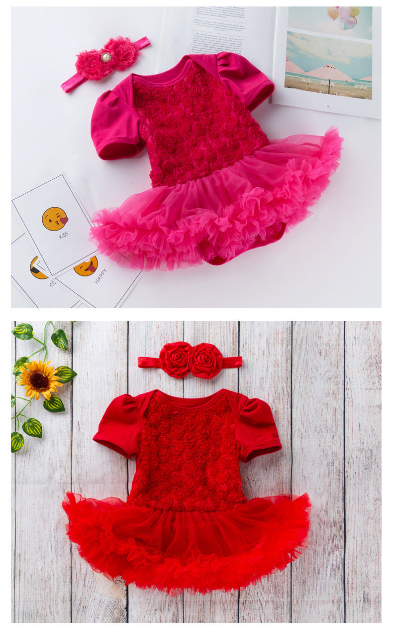 Baby Girls Flower Lace Dresses Accessories Headwear