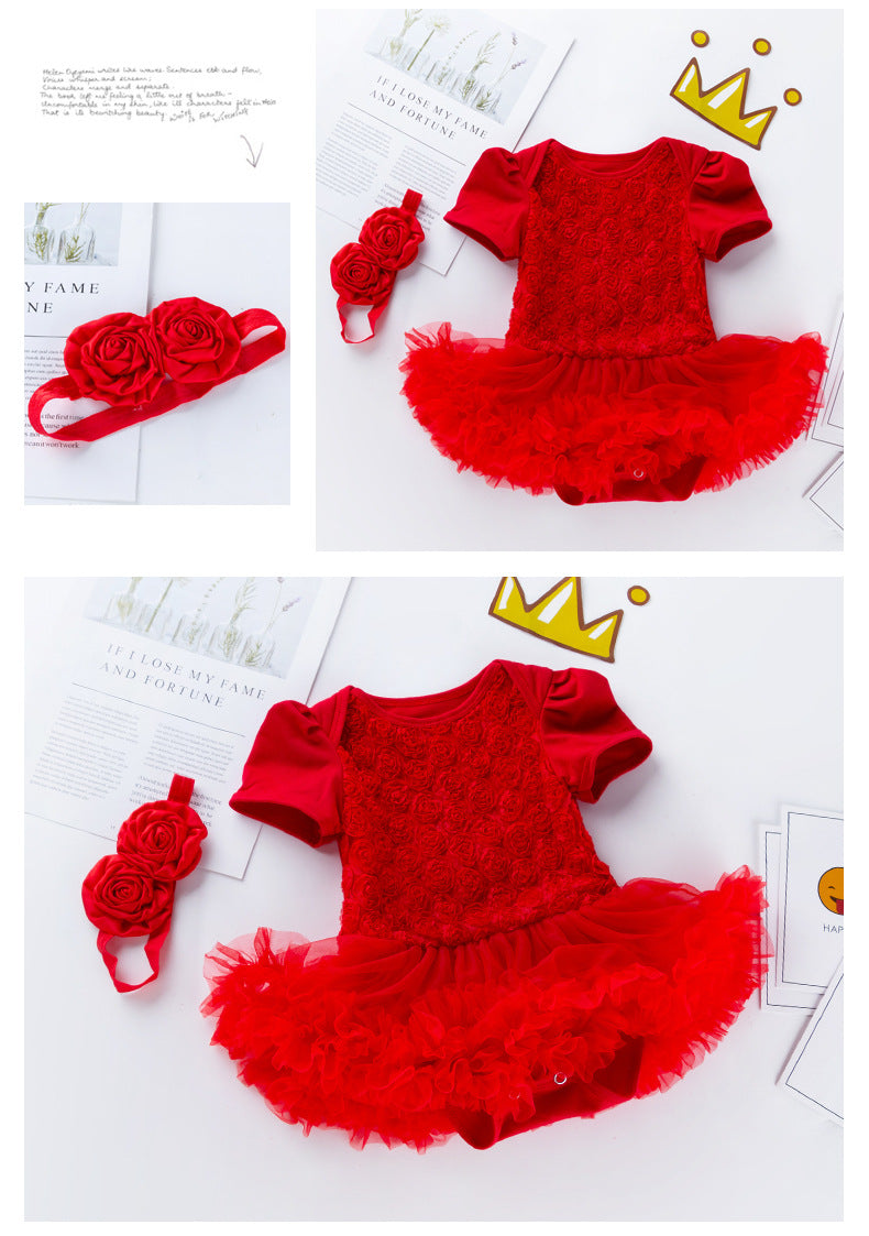 Baby Girls Flower Lace Dresses Accessories Headwear
