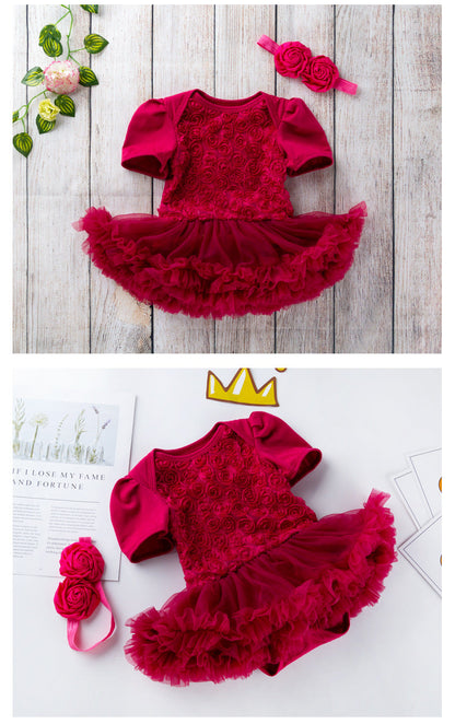 Baby Girls Flower Lace Dresses Accessories Headwear
