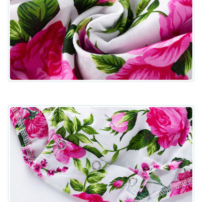Baby Girls Flower Plant Print Rompers Accessories Headwear