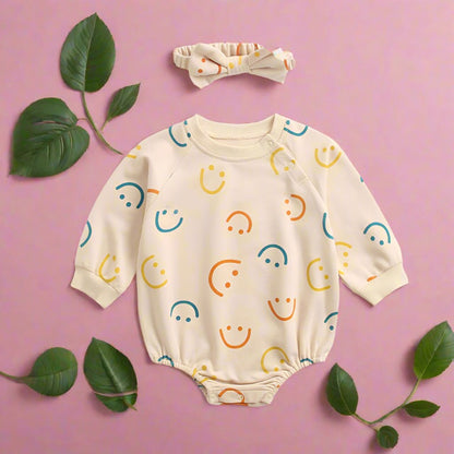 Baby Girls Rompers And Jumpsuits And Bow Headwear