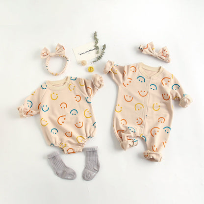 Baby Girls Rompers And Jumpsuits And Bow Headwear