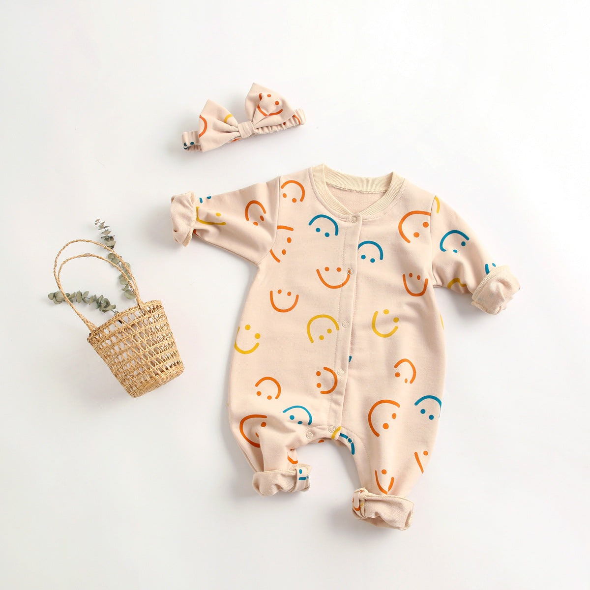 Baby Girls Rompers And Jumpsuits And Bow Headwear