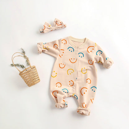 Baby Girls Rompers And Jumpsuits And Bow Headwear