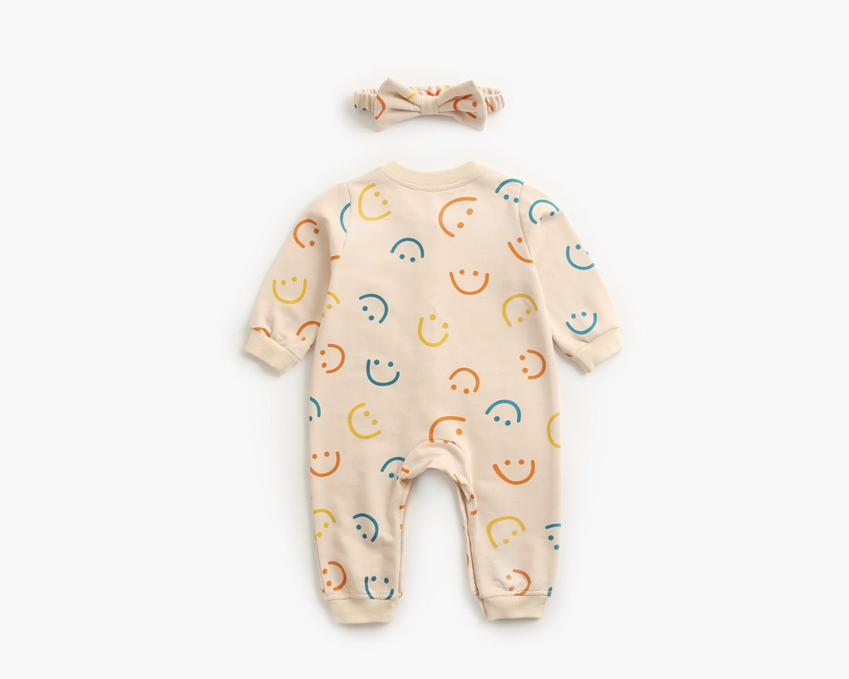 Baby Girls Rompers And Jumpsuits And Bow Headwear