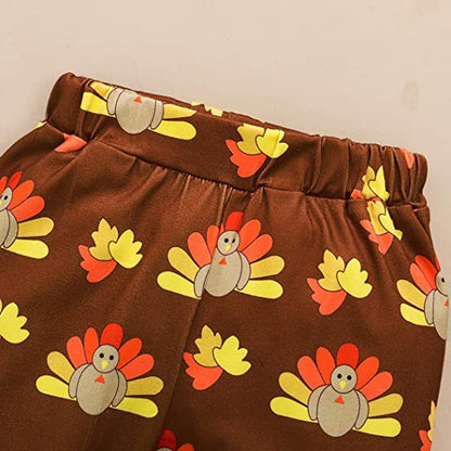 4 Pieces Set Kid Girls Thanksgiving And Pants And Headwear Hats