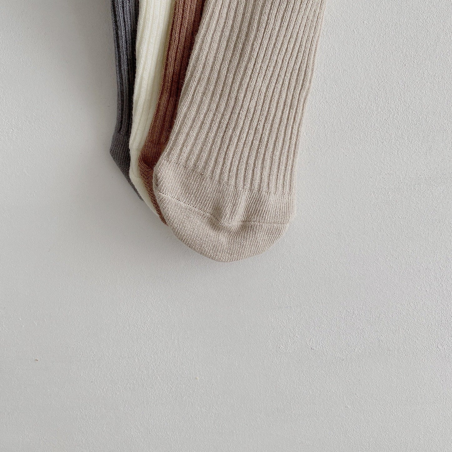 Girls Solid Color Muslin&Ribbed Accessories Socks