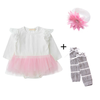 Baby Girls Solid Color Rompers And Accessories Headwear Socks Wholesale 220616226