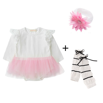 Baby Girls Solid Color Rompers And Accessories Headwear Socks Wholesale 220616226