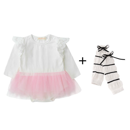 Baby Girls Solid Color Rompers And Accessories Headwear Socks Wholesale 220616226