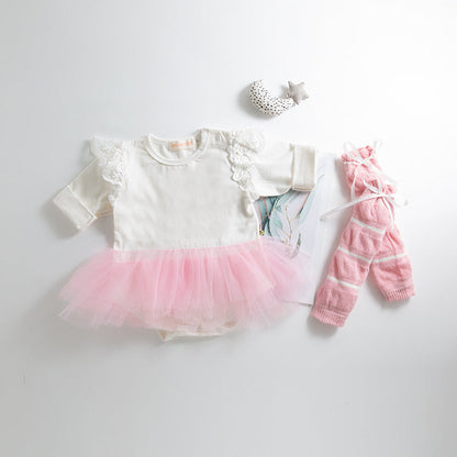 Baby Girls Solid Color Rompers And Accessories Headwear Socks Wholesale 220616226