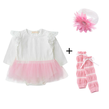 Baby Girls Solid Color Rompers And Accessories Headwear Socks Wholesale 220616226