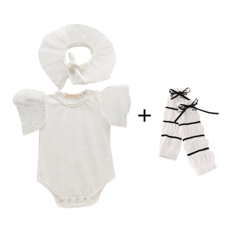 Baby Girls Solid Color Rompers And Accessories Socks Wholesale 220616229