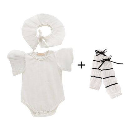 Baby Girls Solid Color Rompers And Accessories Socks Wholesale 220616229