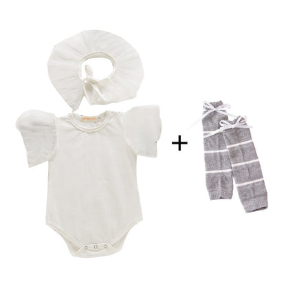 Baby Girls Solid Color Rompers And Accessories Socks Wholesale 220616229