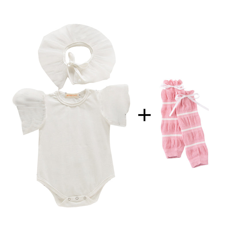 Baby Girls Solid Color Rompers And Accessories Socks Wholesale 220616229