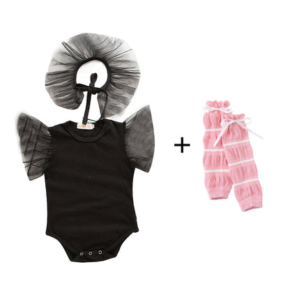 Baby Girls Solid Color Rompers And Accessories Socks Wholesale 220616229