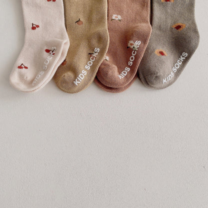 4 Pairs Girls Letters Print Accessories Socks