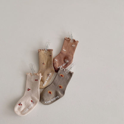 4 Pairs Girls Letters Print Accessories Socks