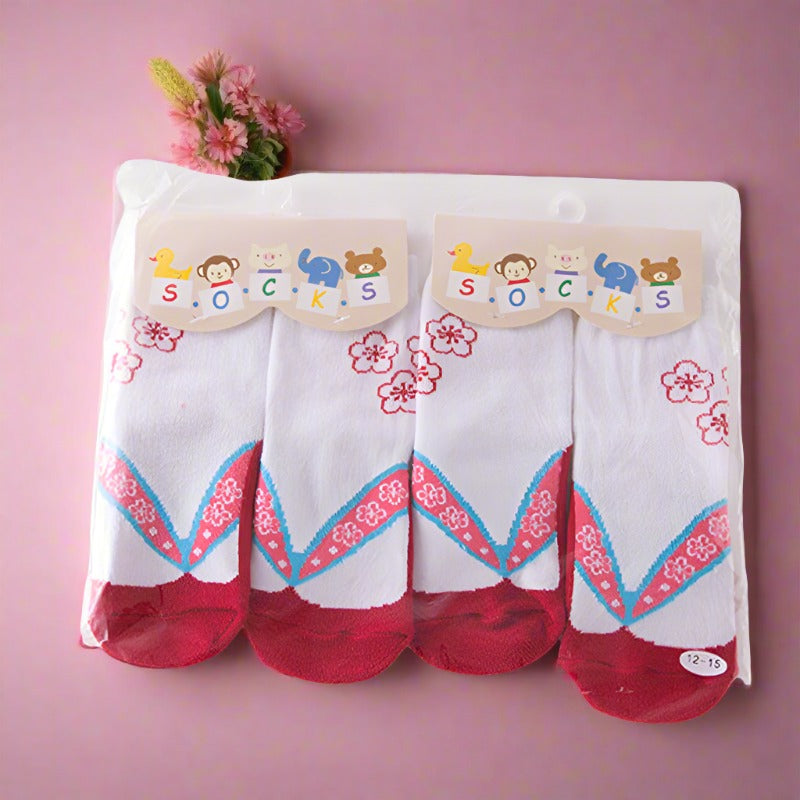 Baby Kid Girls Boys Color-blocking Flower Bow Socks